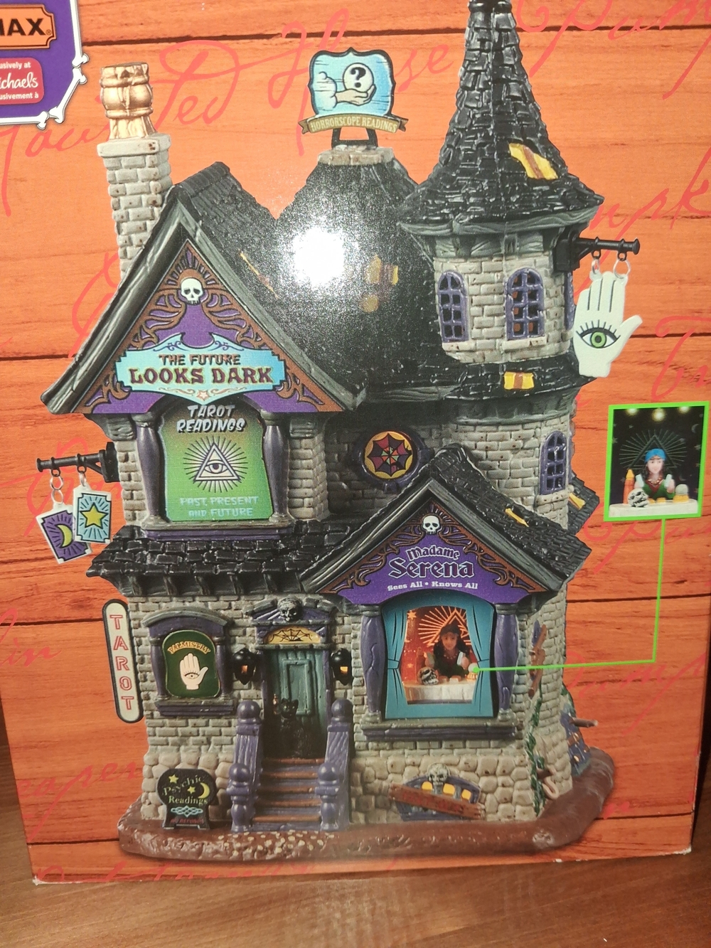 Lemax Haunted Tarot House Decoration in Purple, Gray, Black and Green
